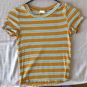 yellow shirt with stripes